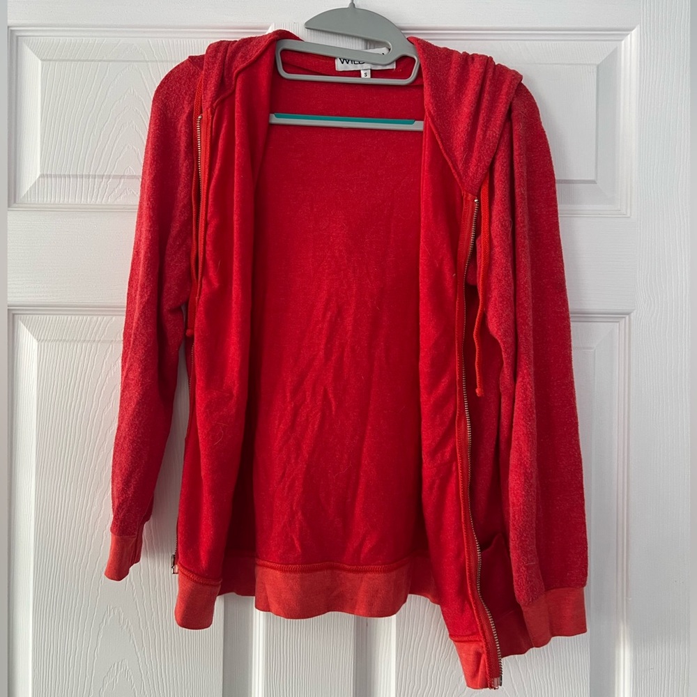 WILDFOX red zip up hooded jacket